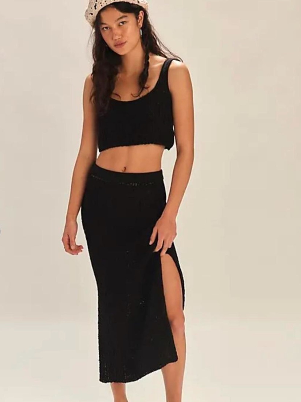 Free People Havana Crochet Maxi
Skirt Crop Top Set Black S NWT